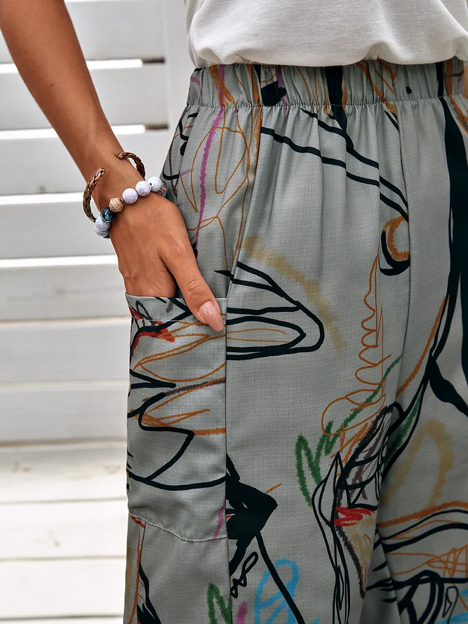 Loosen Pockets Cotton Pants