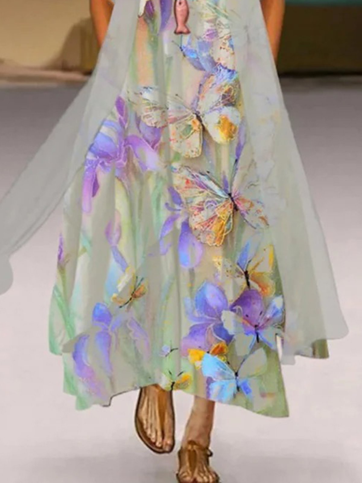 Chiffon Round Neck Maxi