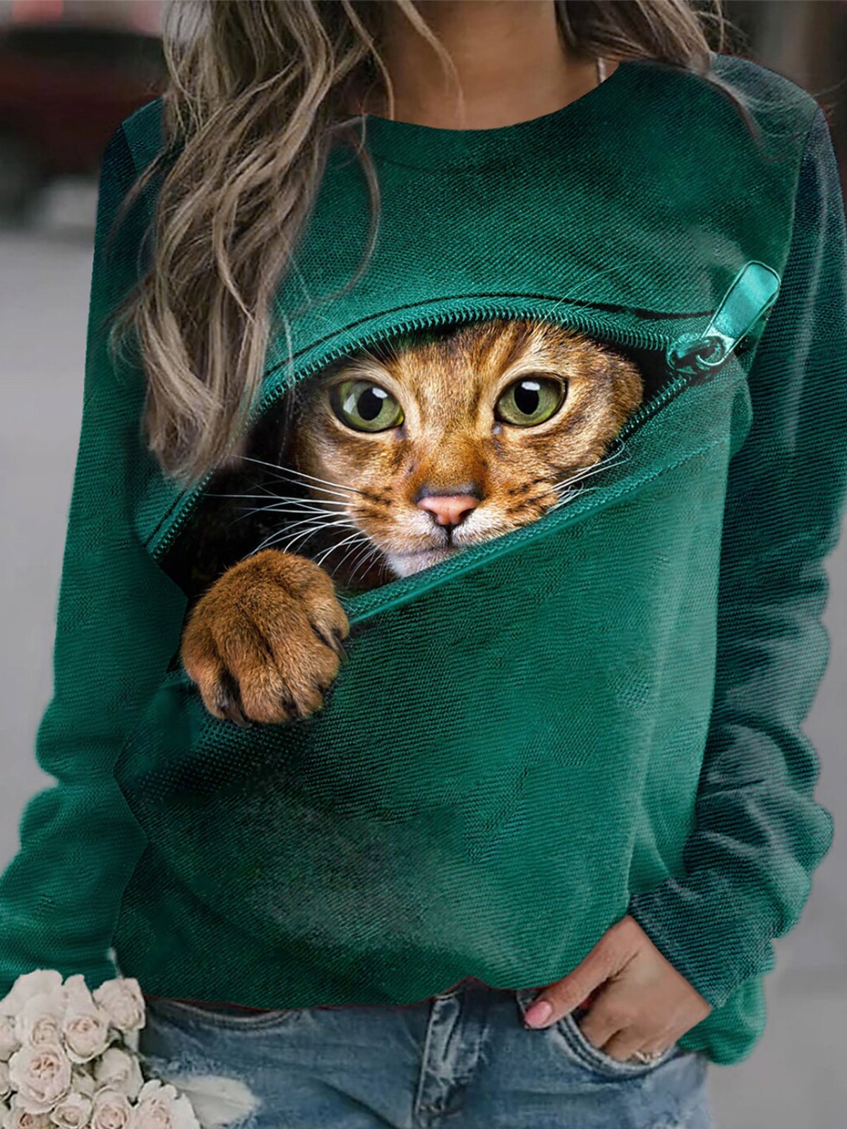 Jersey Loose Crew Neck Casual Hoodies & Sweatshirt
