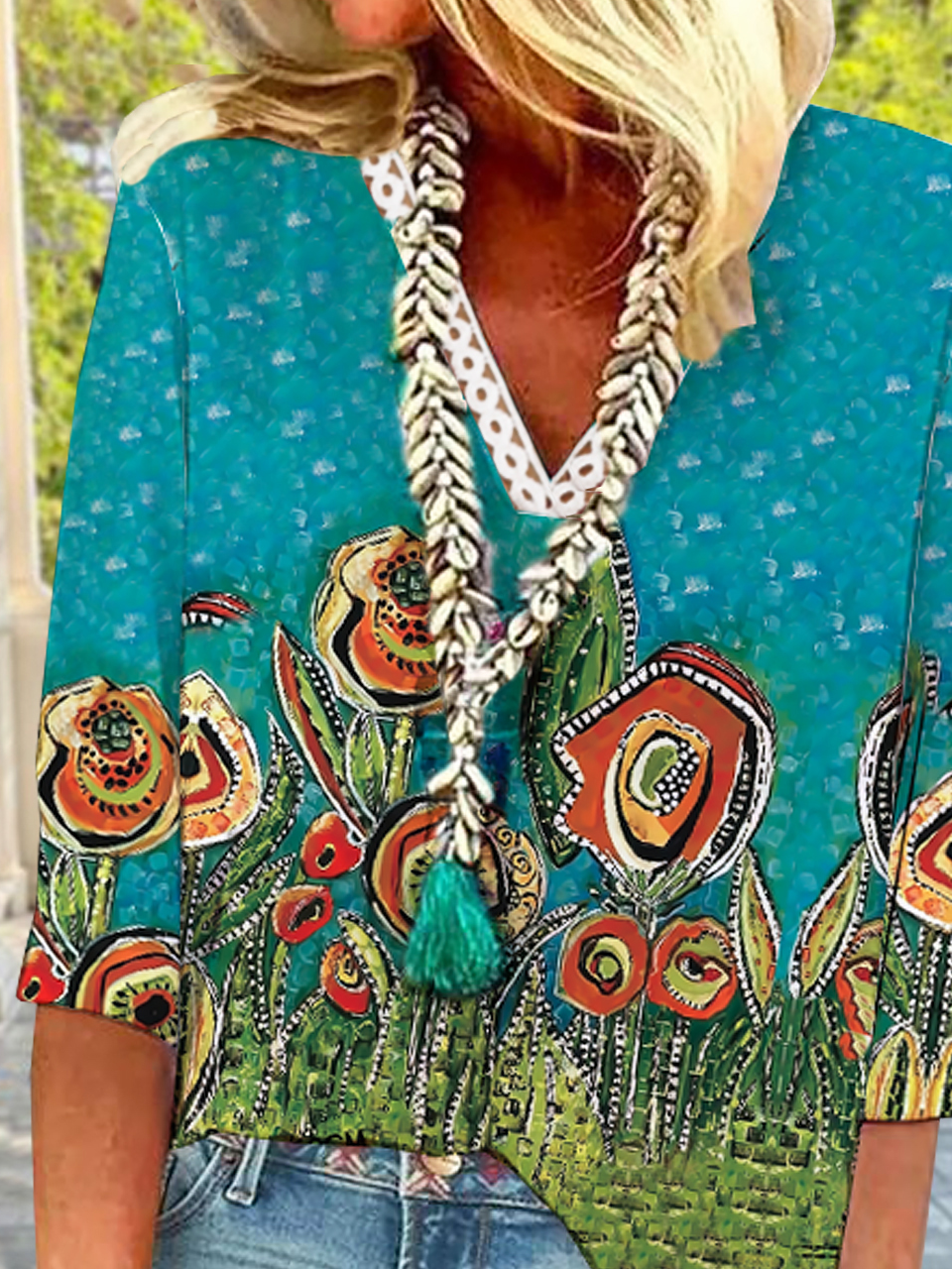 Casual V Neck Loose Top