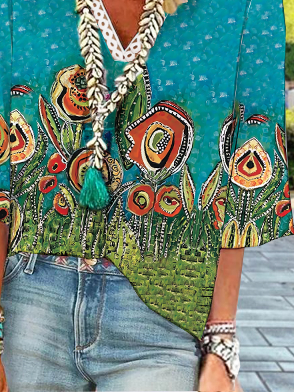 Casual V Neck Loose Top