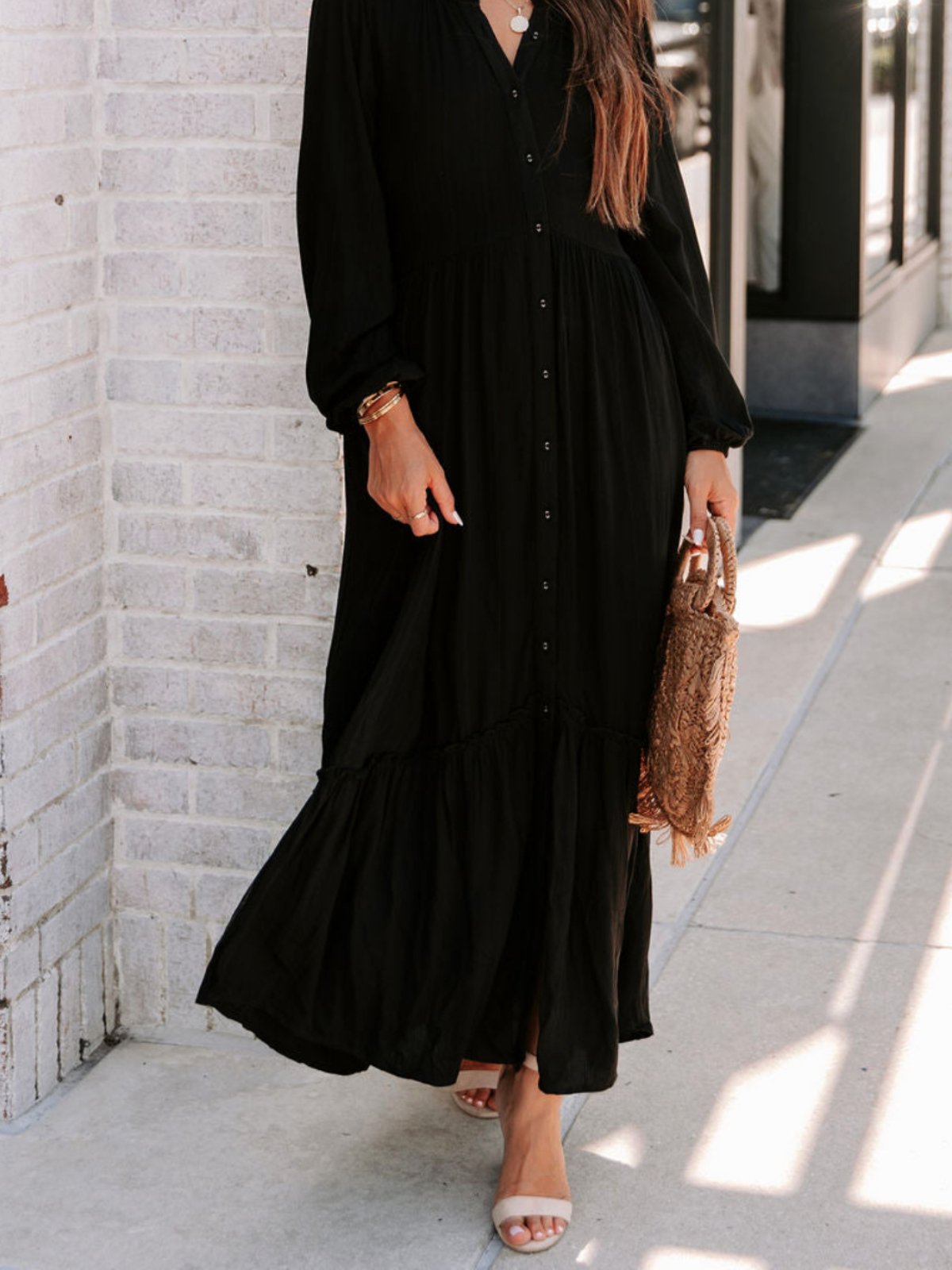 Loose Plain Casual Maxi