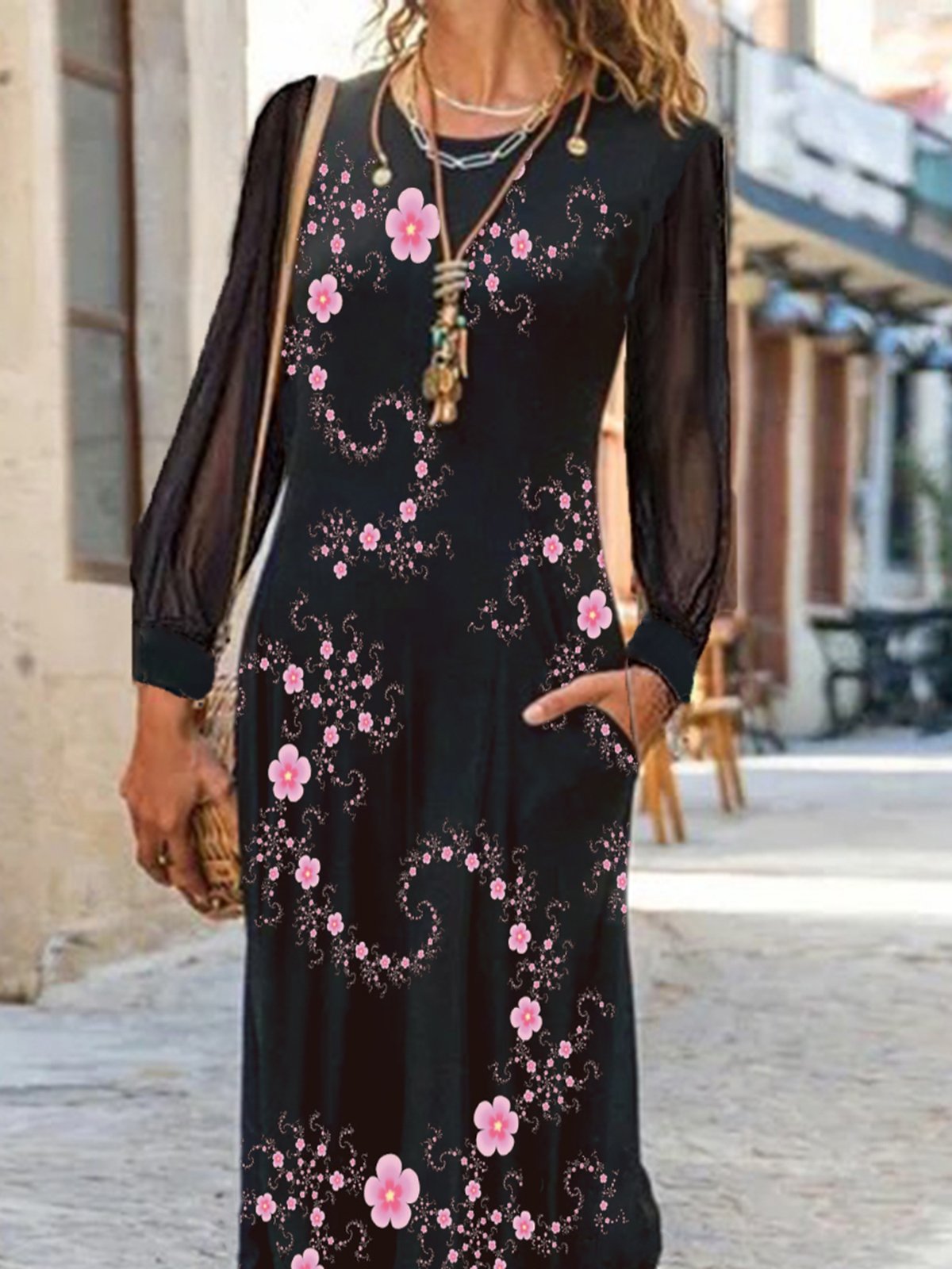 Casual Jersey Floral Maxi