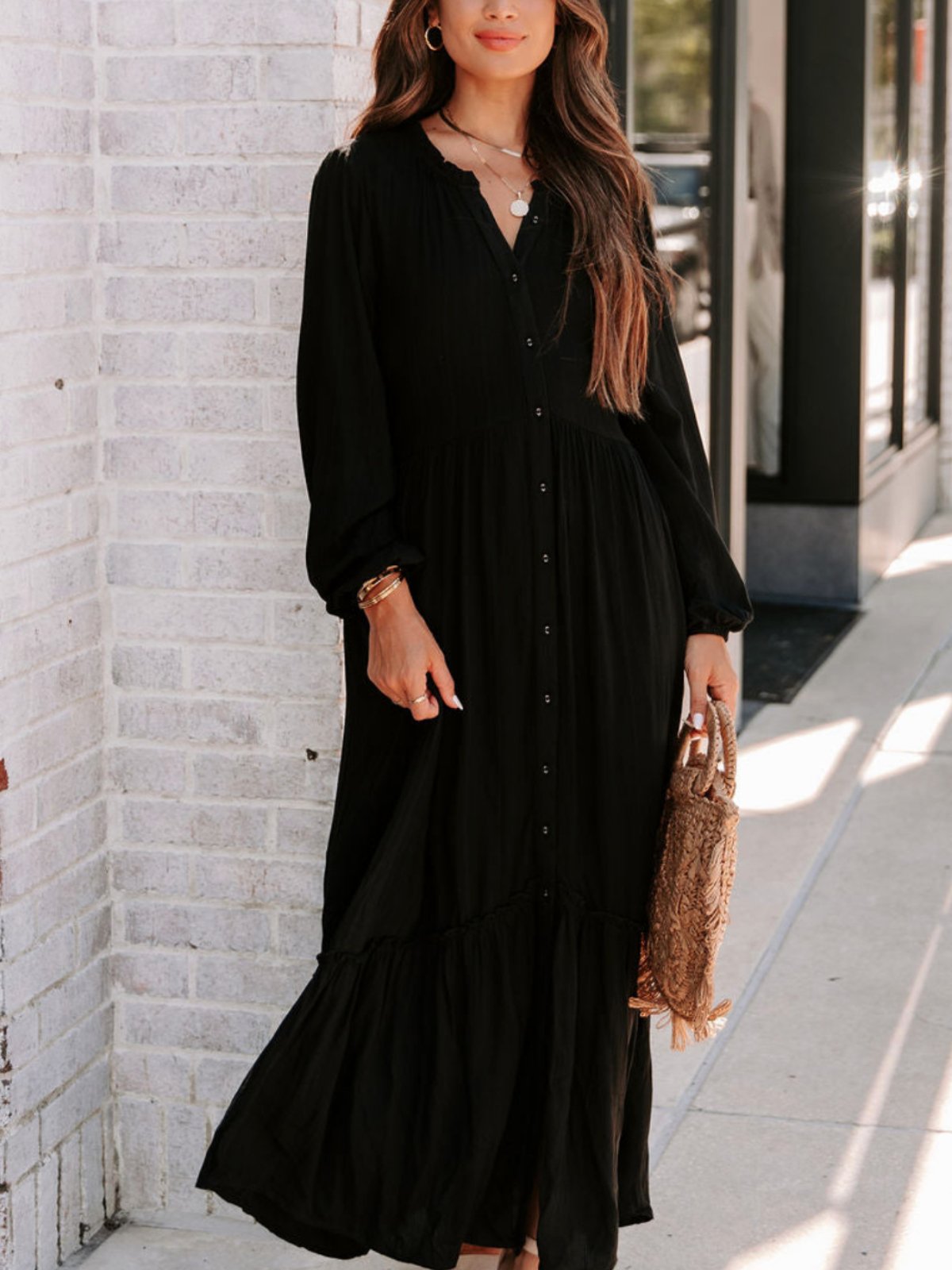 Loose Plain Casual Maxi
