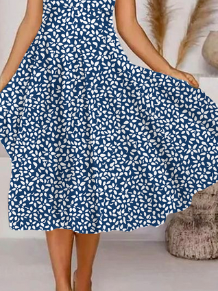 Women Casual Floral Summer Micro-Elasticity Loose Best Sell Short sleeve A-Line Regular Dress