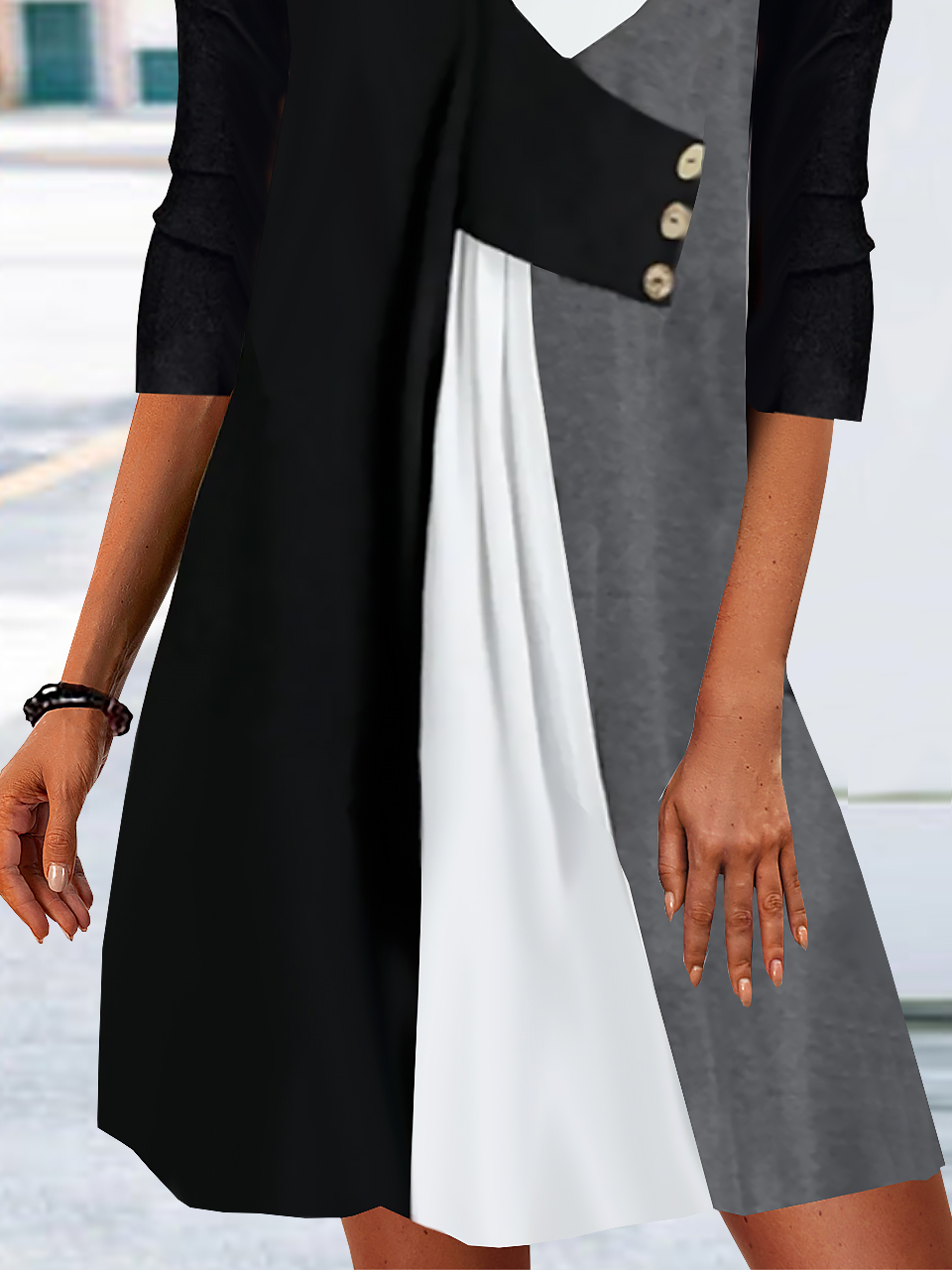 Women Casual Plain Autumn Natural Jersey Long sleeve H-Line Regular Regular Size Dress