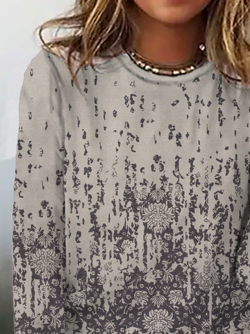 Casual Ethnic Autumn Daily Best Sell Long sleeve Crew Neck H-Line Regular Size T-shirt for Women