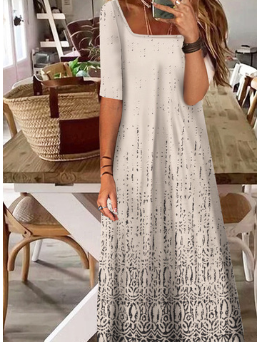 Women Vintage Ethnic Autumn Natural Daily Loose 1 * Dress Best Sell Half sleeve Dress