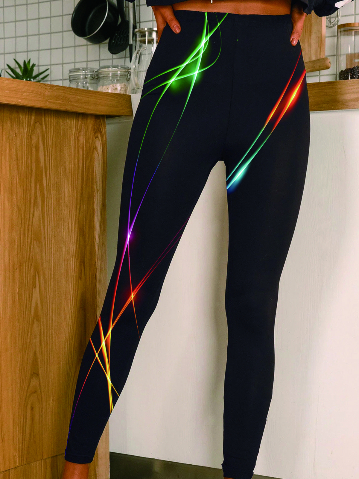 Abstract Jersey Casual Leggings