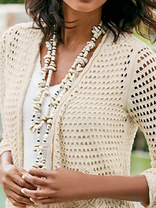 Women Casual Plain Autumn Knitted Natural Daily Standard H-Line Regular Size Sweater coat