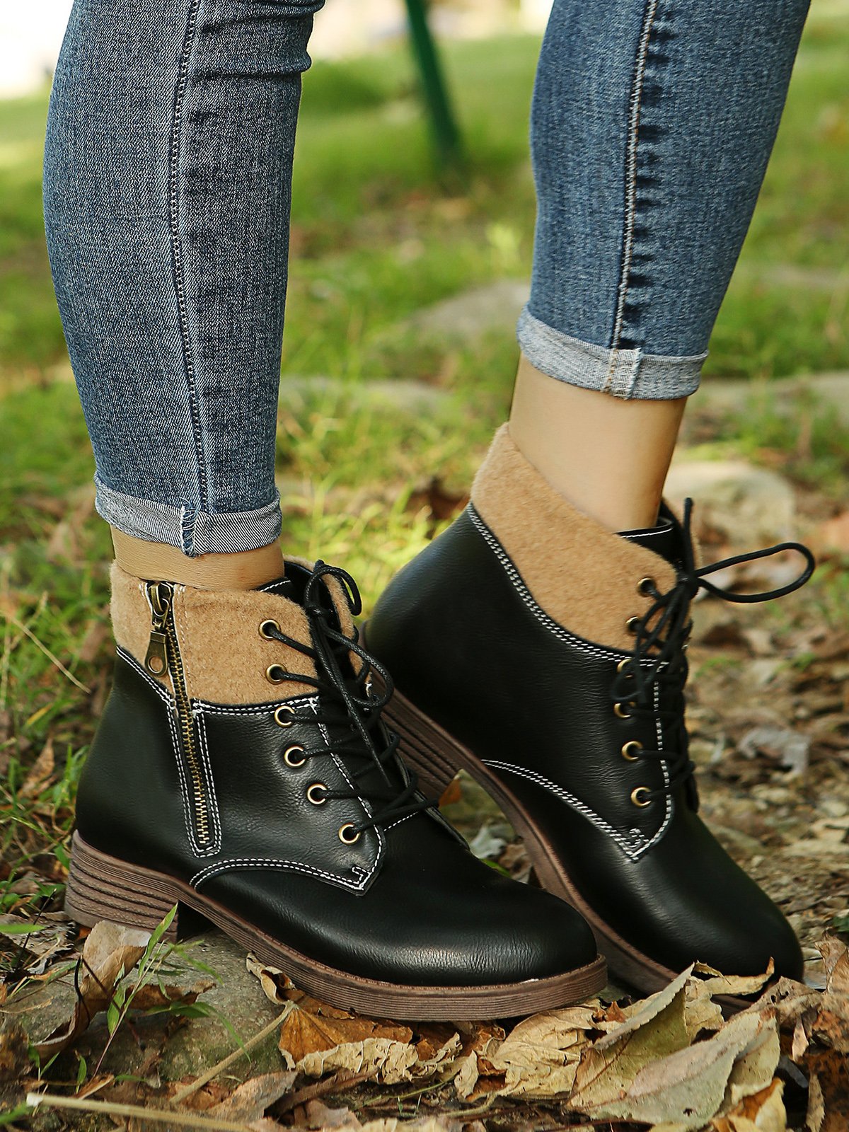 Pu Leather Combat Boots