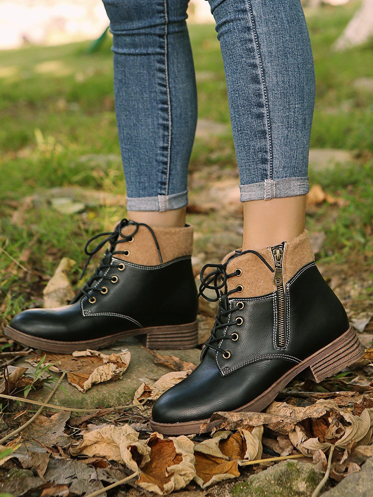 Pu Leather Combat Boots