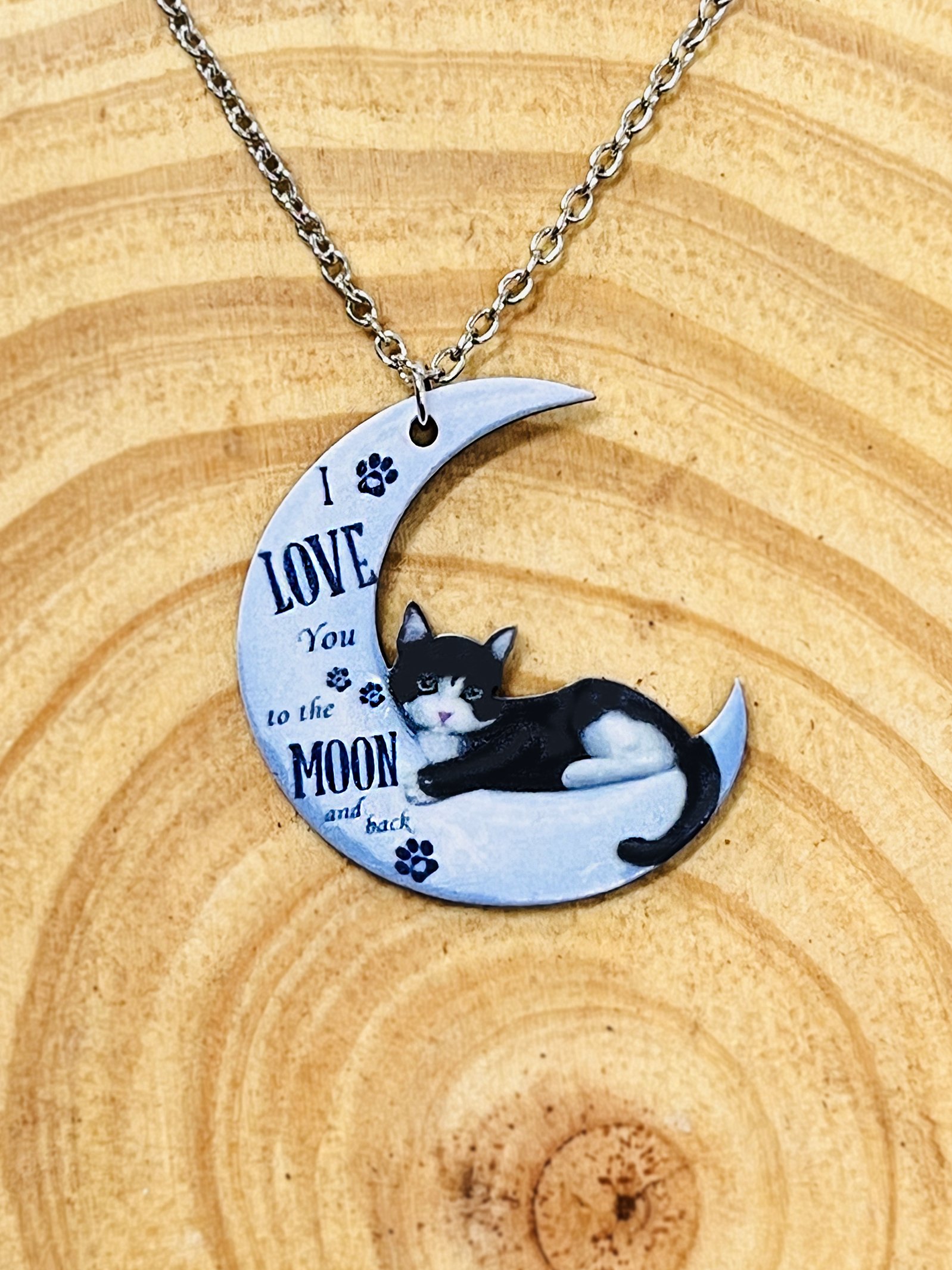 Resin Moon Cat Necklace