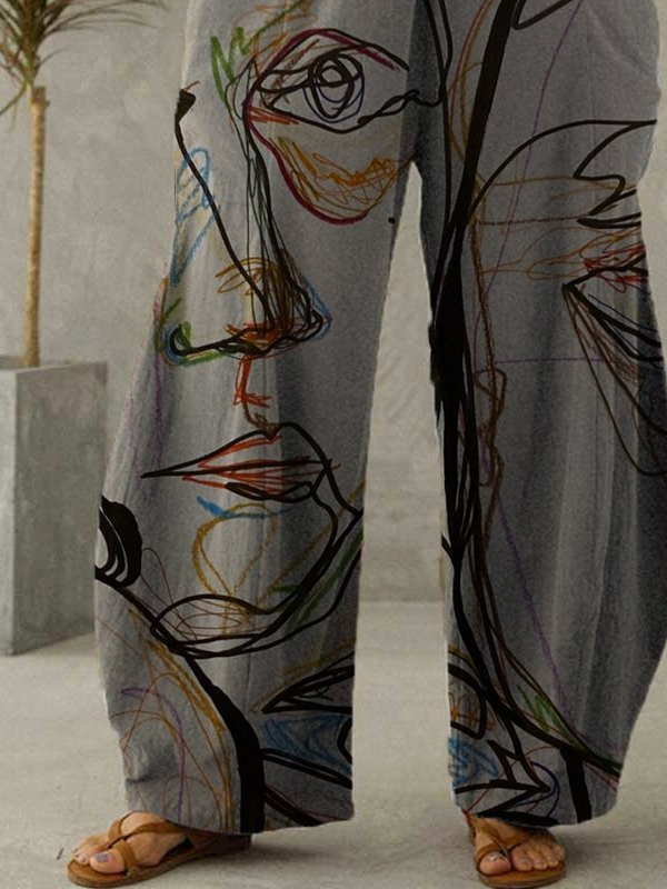 Loosen Pockets Cotton Pants