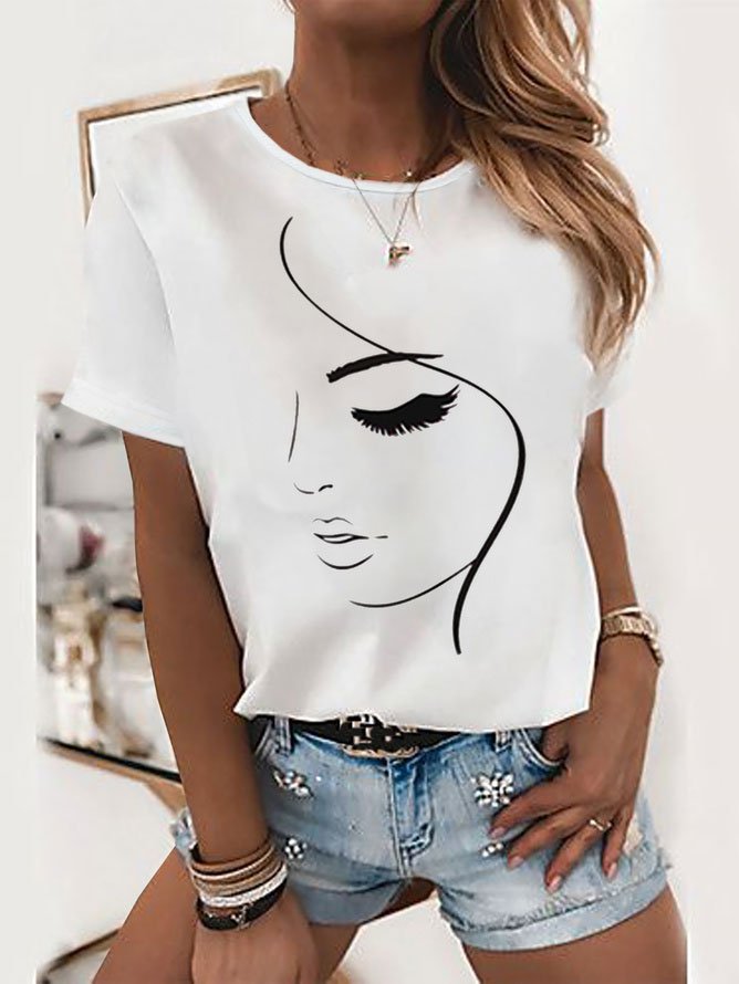 Casual Loose Crew Neck Jersey T-shirt