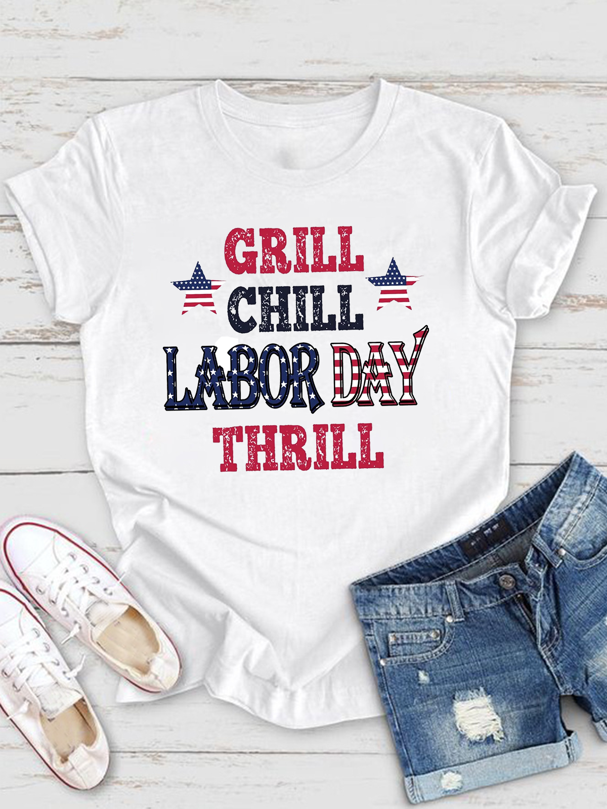 Grill Chill Labor Day Thrill Diligent women Labour Day T-Shirt