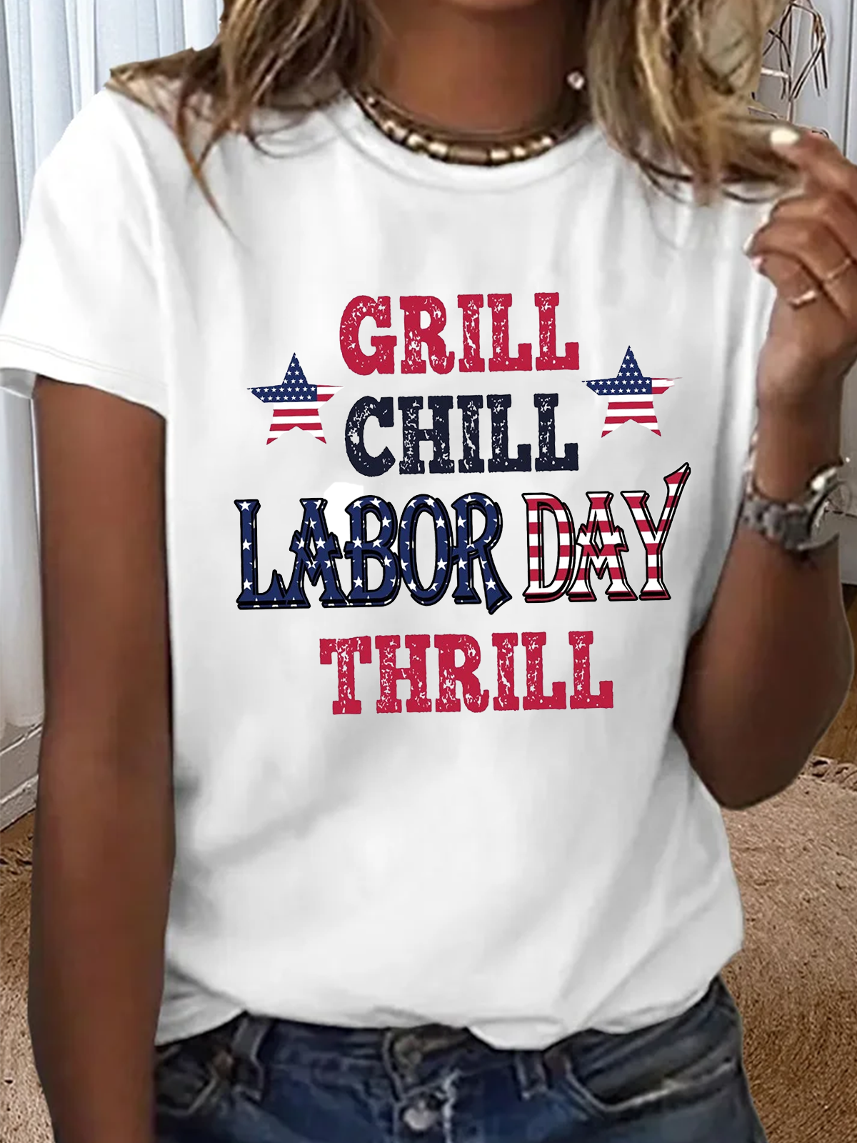 Grill Chill Labor Day Thrill Diligent women Labour Day T-Shirt