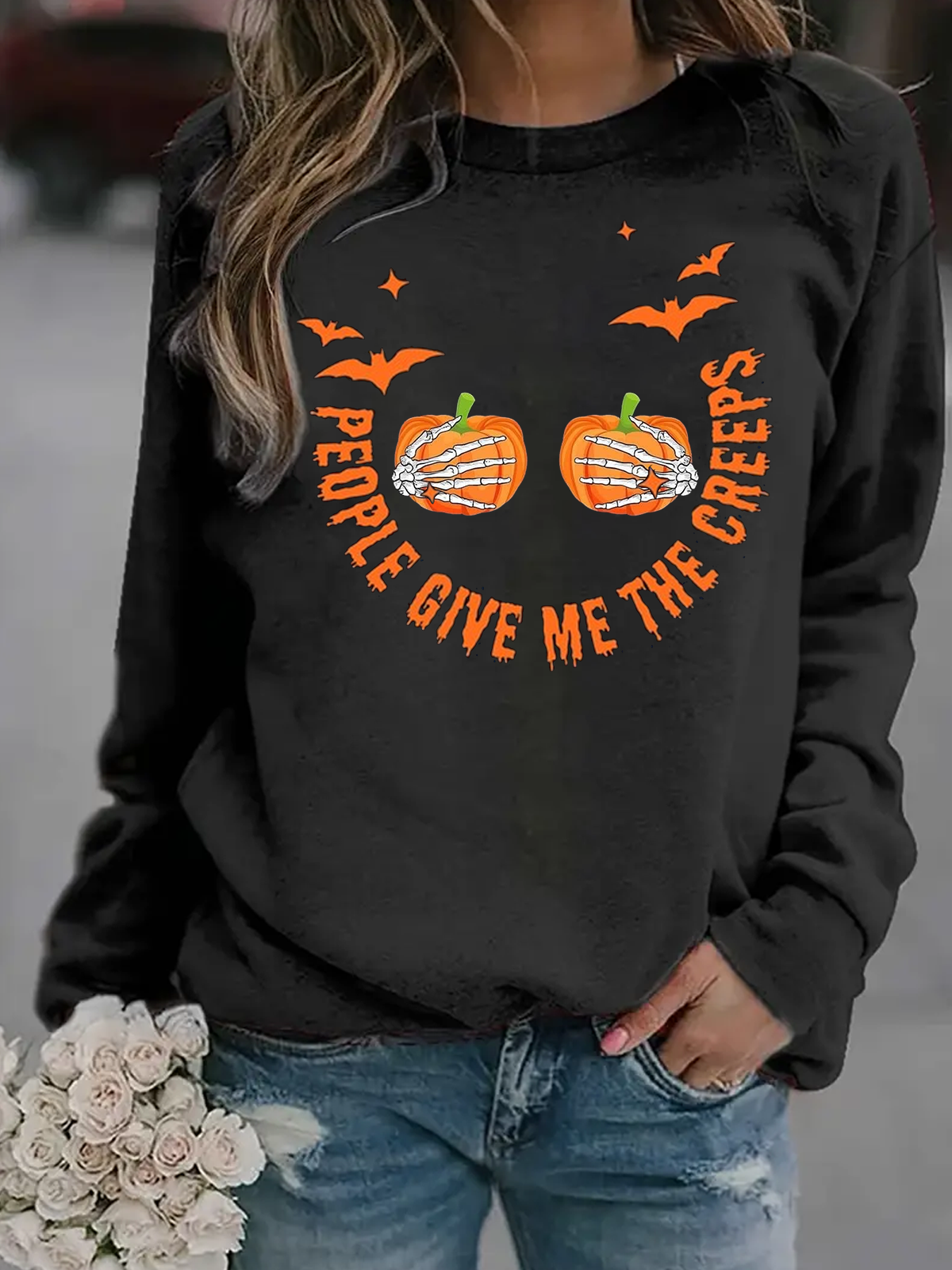 People Give Me The Creeps witch Halloween Sweatshirt