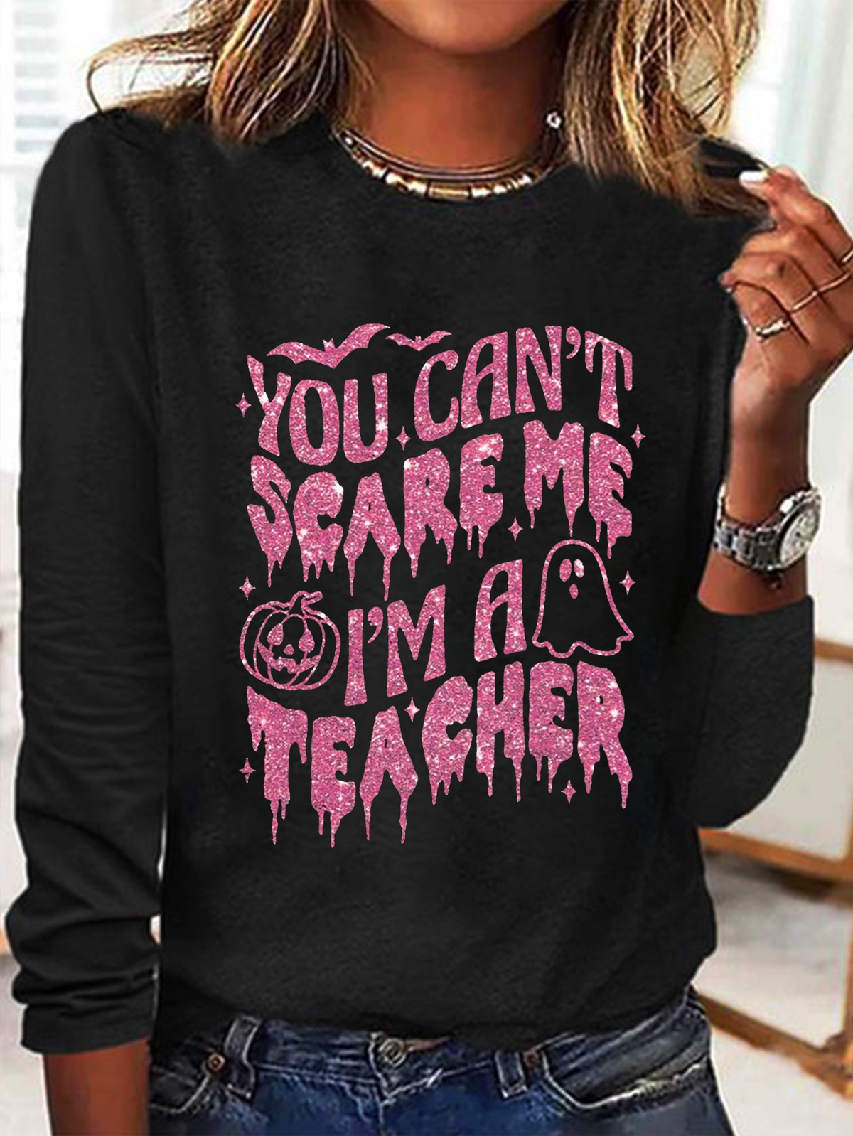 You Can't Scare Me I'm A Teacher witch Halloween T-Shirt