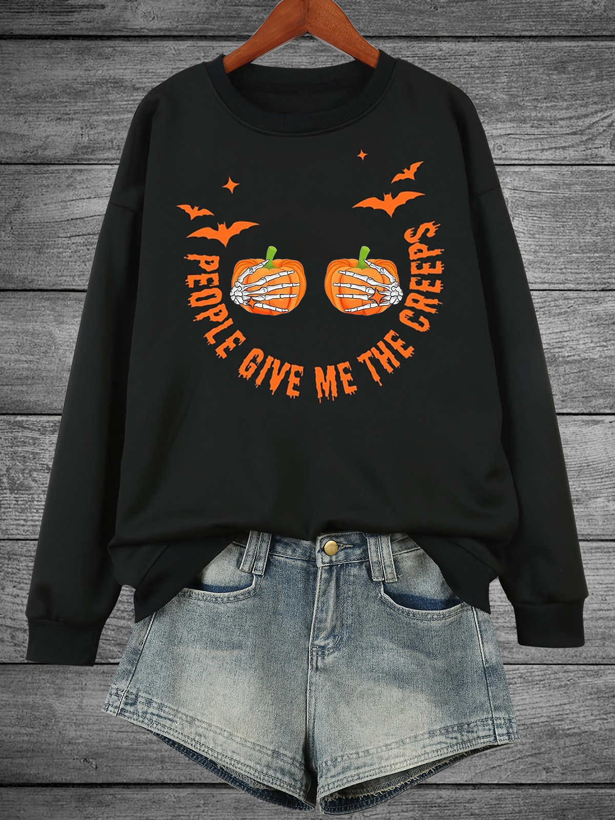 People Give Me The Creeps witch Halloween Sweatshirt