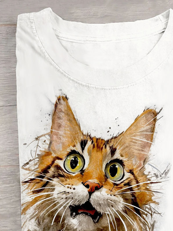 Funny Cat Cotton Casual T-Shirt