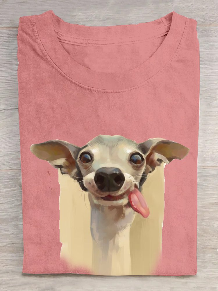 Casual Dog Loose Cotton T-Shirt