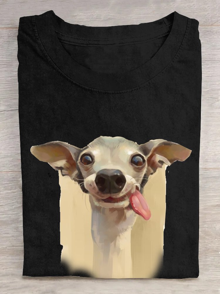 Casual Dog Loose Cotton T-Shirt