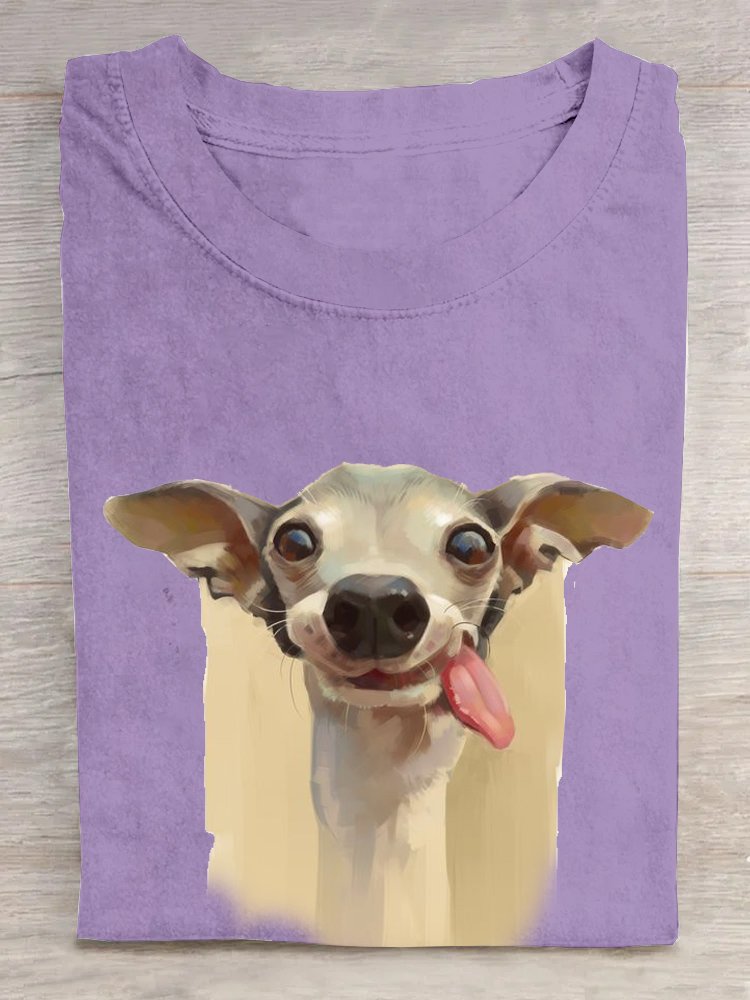 Casual Dog Loose Cotton T-Shirt