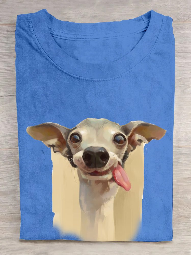 Casual Dog Loose Cotton T-Shirt