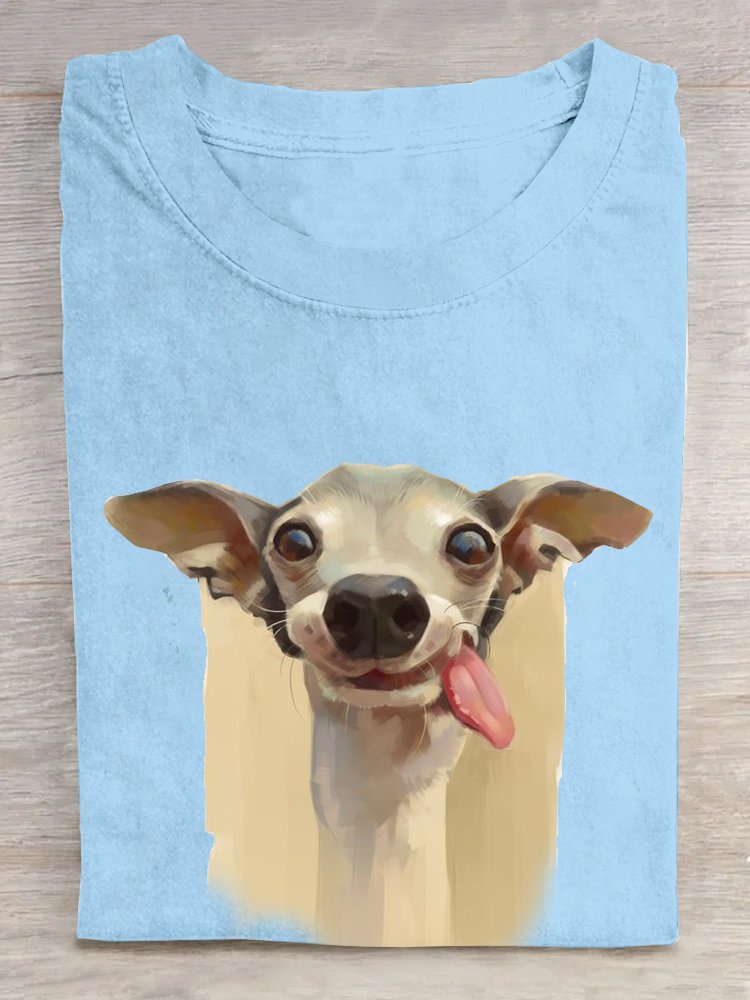 Casual Dog Loose Cotton T-Shirt