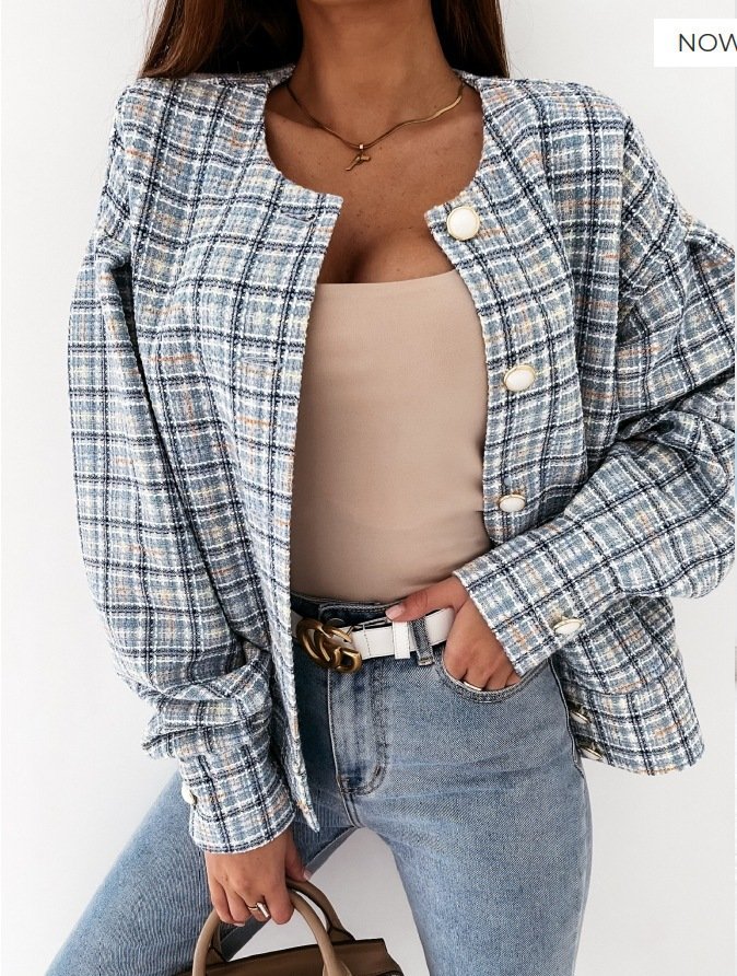 Plaid Others Zipper Casual Jacket