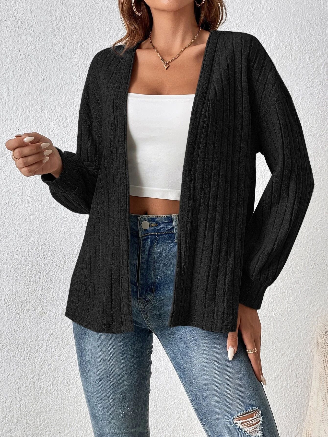 Loose Plain Casual Zipper Jacket