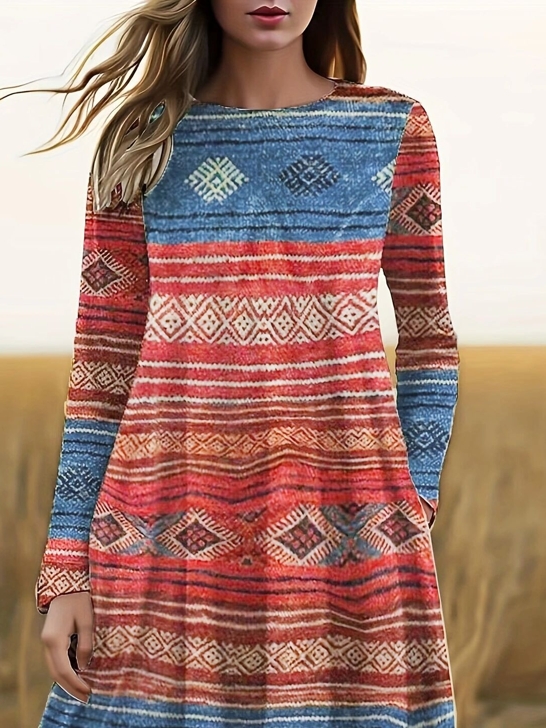 Regular Fit Casual V Neck Dress With No