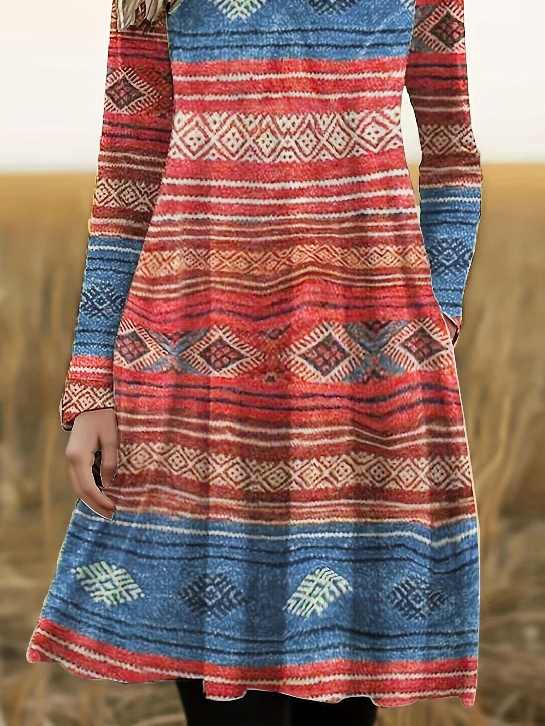 Regular Fit Casual V Neck Dress With No