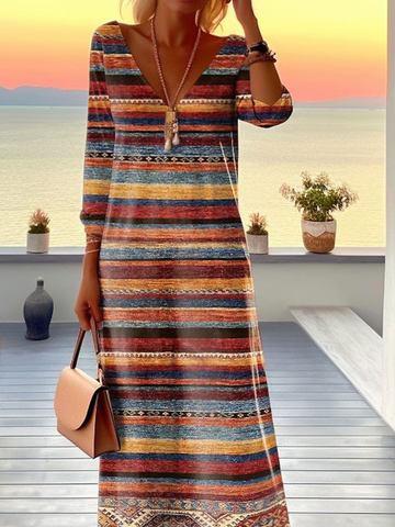 Regular Fit Casual Abstract Dress With No