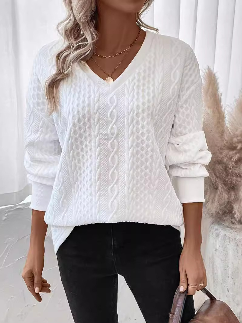 Jersey V Neck Casual Sweatshirt