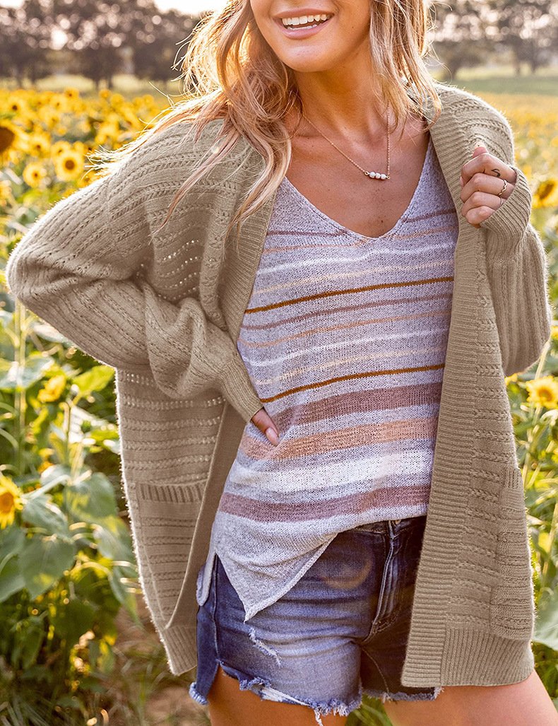 Plain Casual Wool/Knitting Cardigan