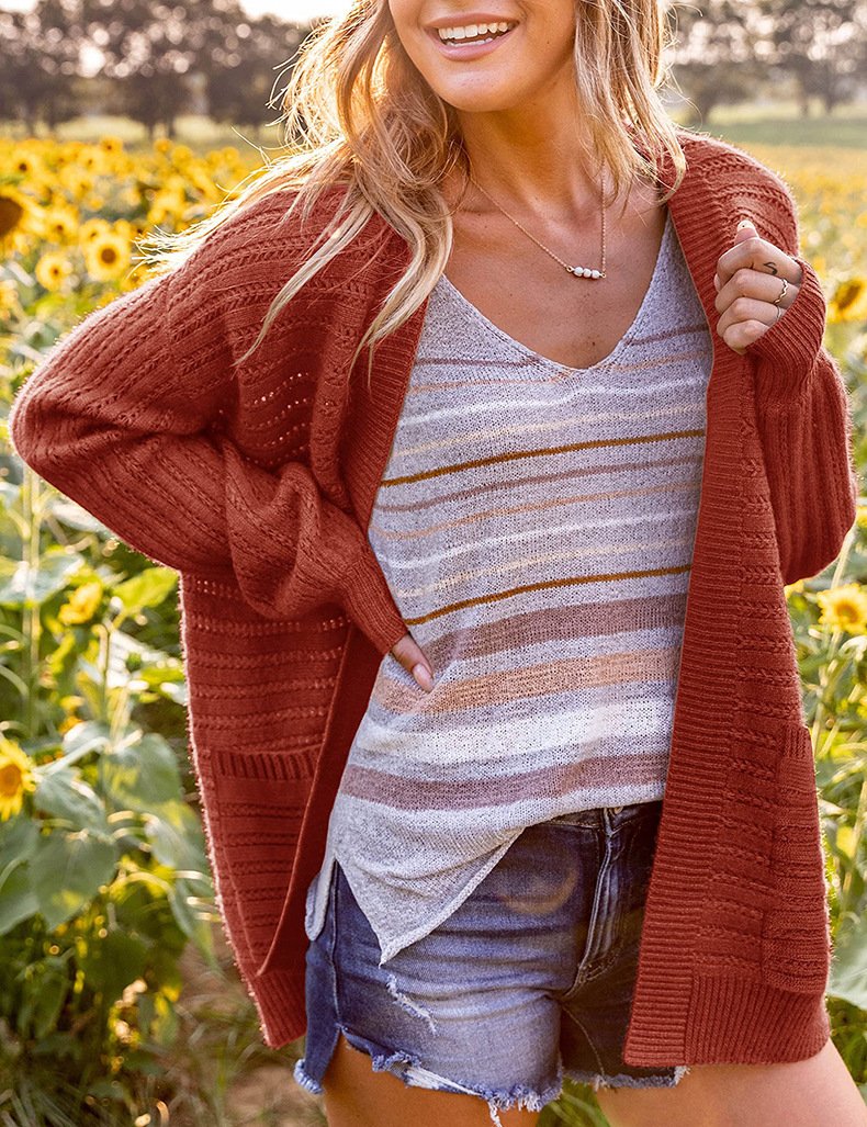 Plain Casual Wool/Knitting Cardigan