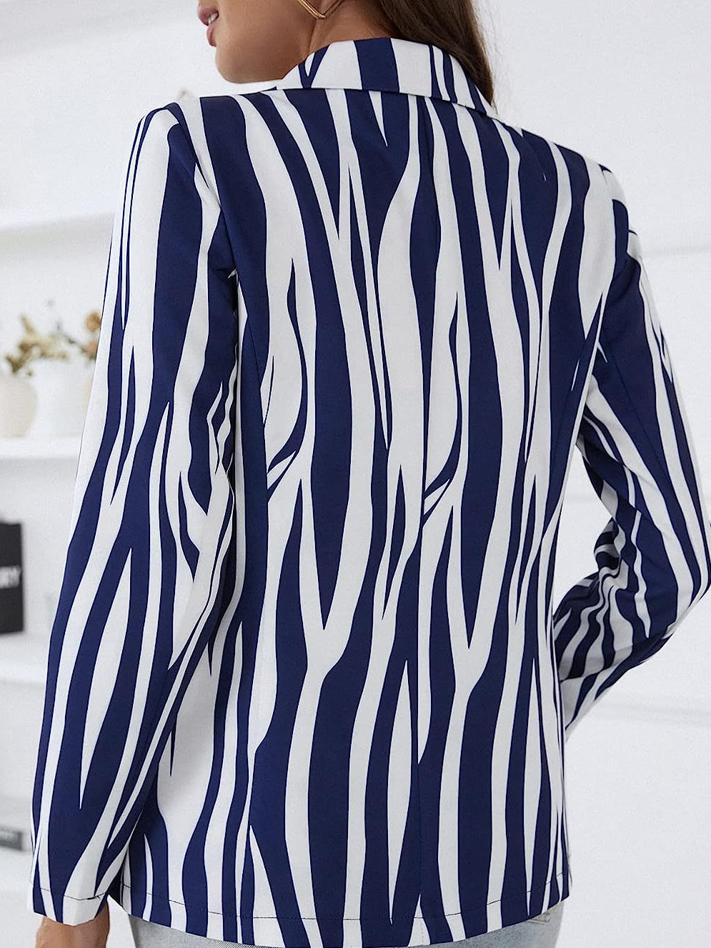 Striped Loose Casual Others Blazer