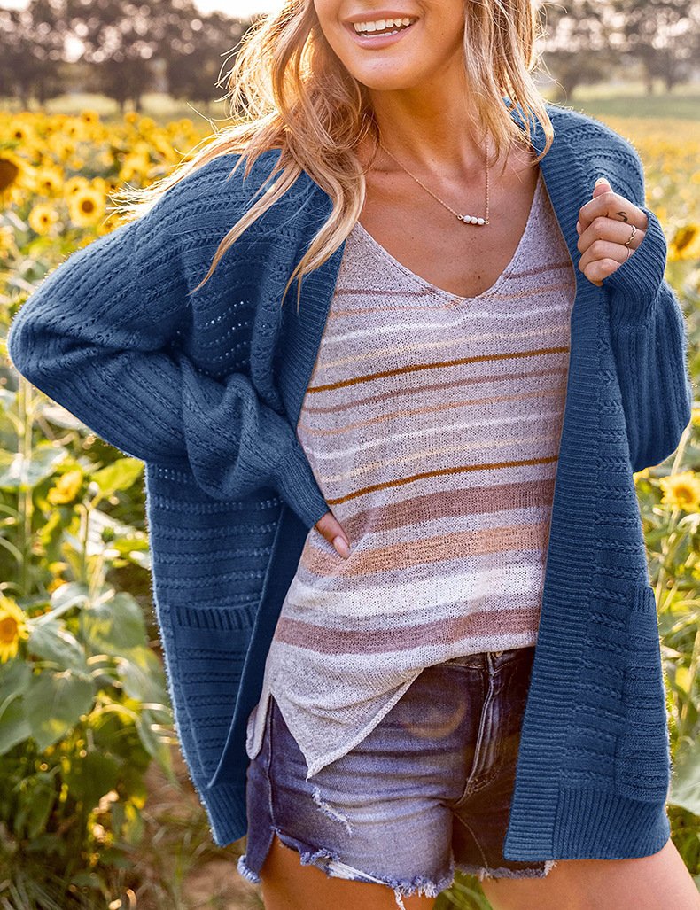 Plain Casual Wool/Knitting Cardigan