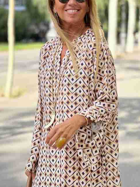 Casual Regular Fit Abstract Dress With No