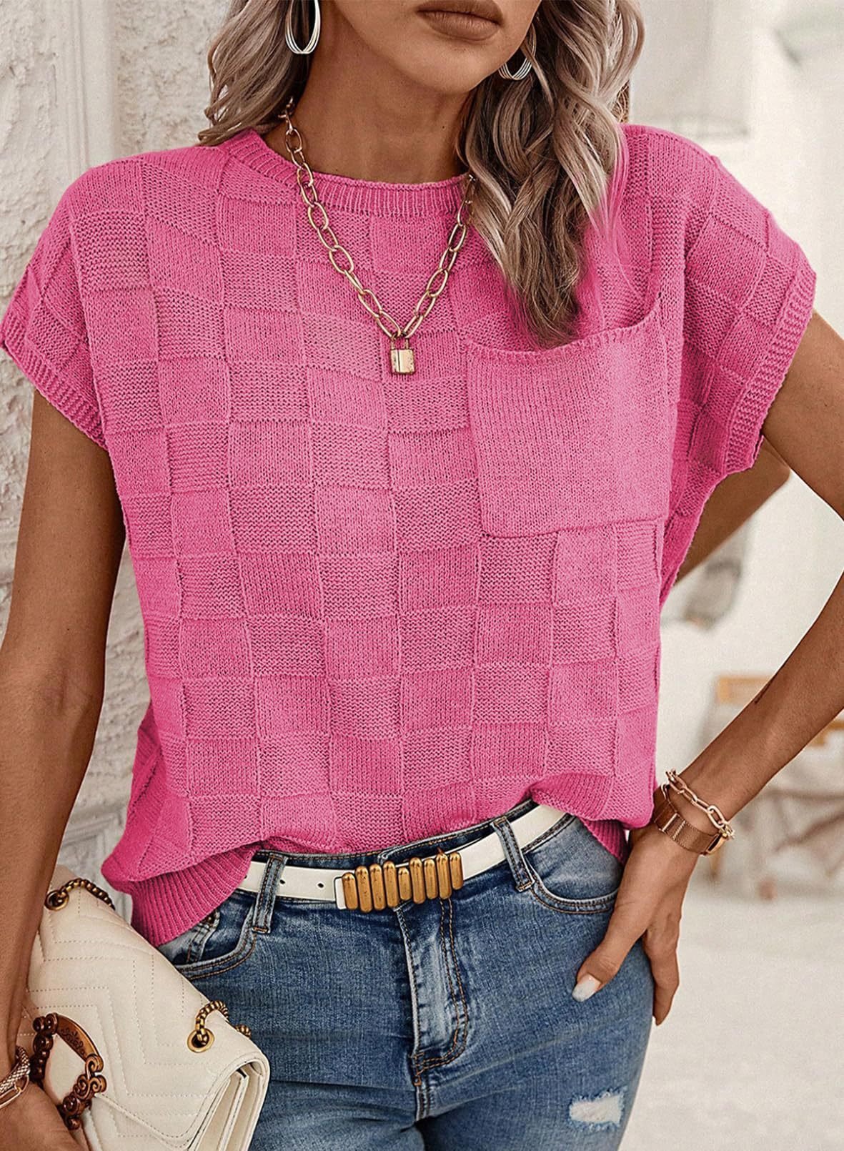 Casual Yarn/Wool Yarn Crew Neck Sweater