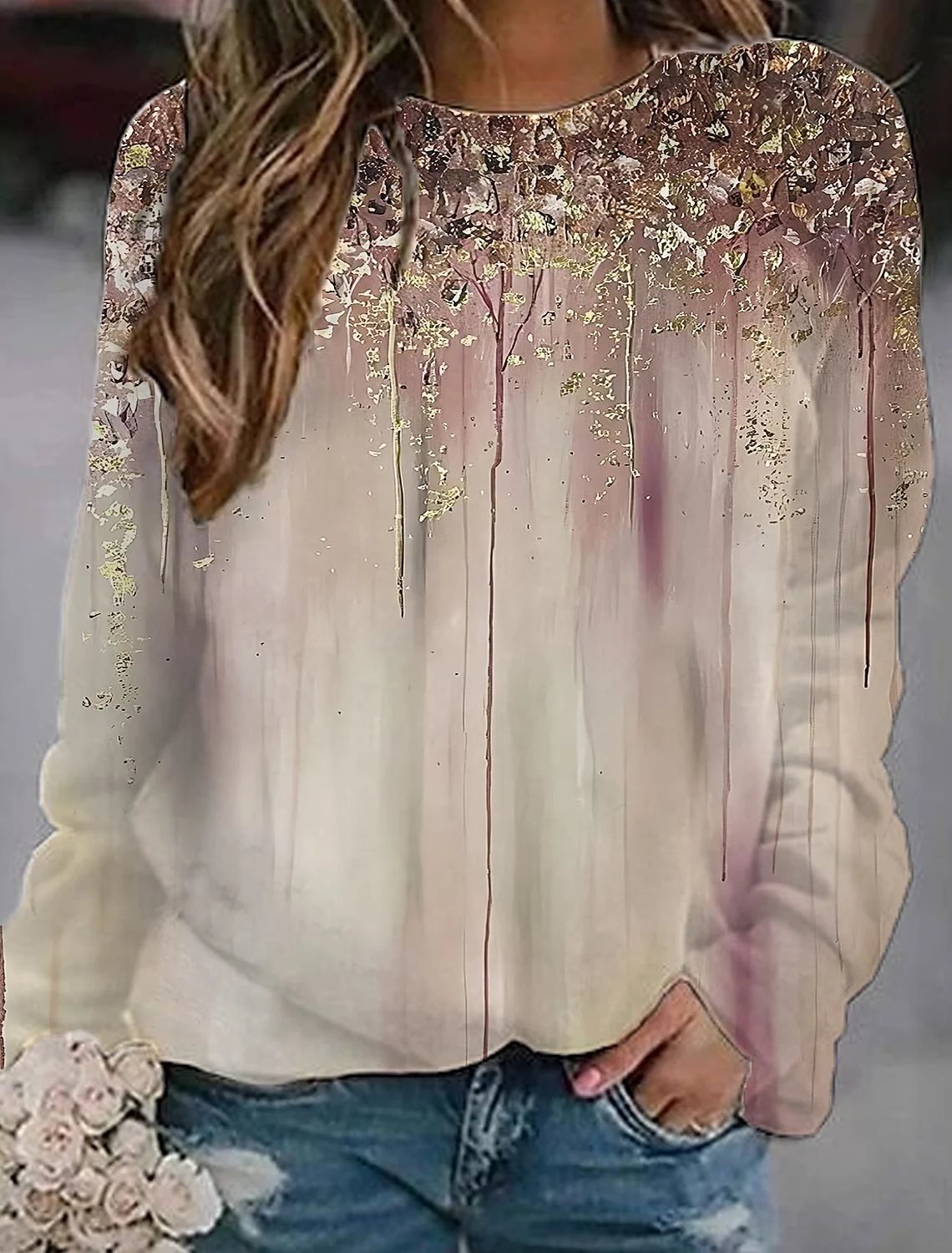 Abstract Casual Loose Sweatshirt