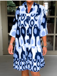 Casual Stand Collar Color Block Dress With No
