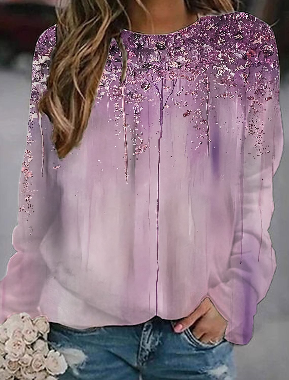 Abstract Casual Loose Sweatshirt