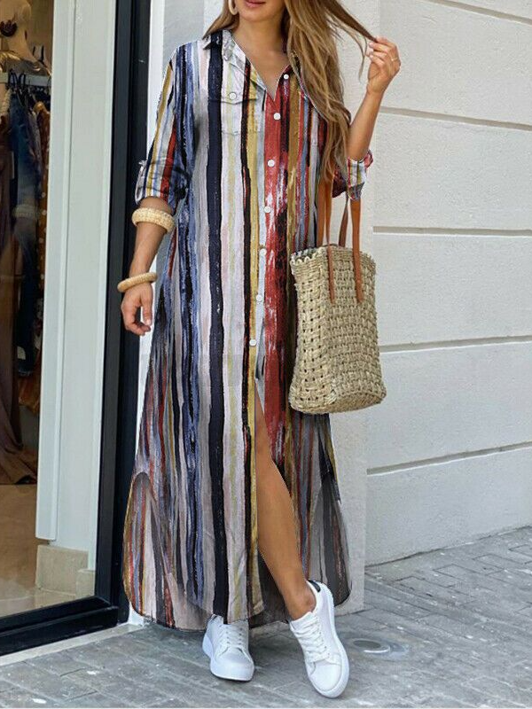 Casual Striped Dress With No