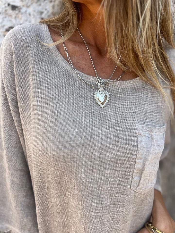 Casual Plain Cotton And Linen Blouse