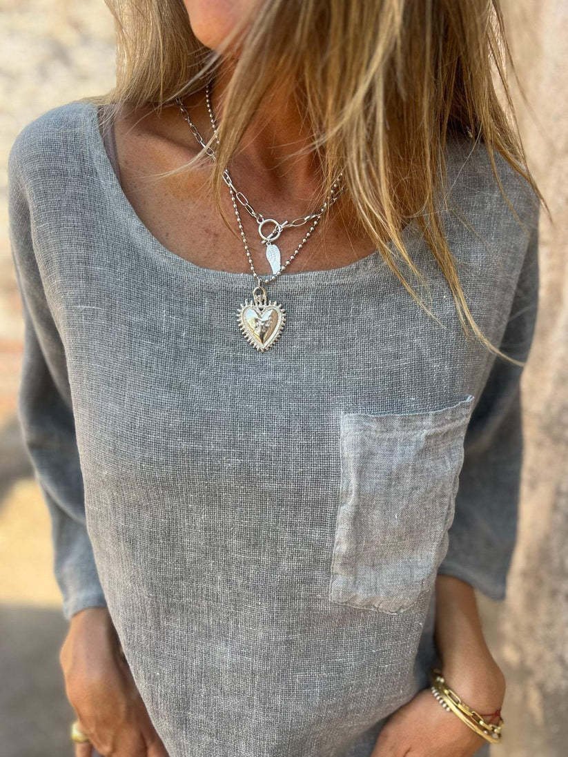 Casual Plain Cotton And Linen Blouse