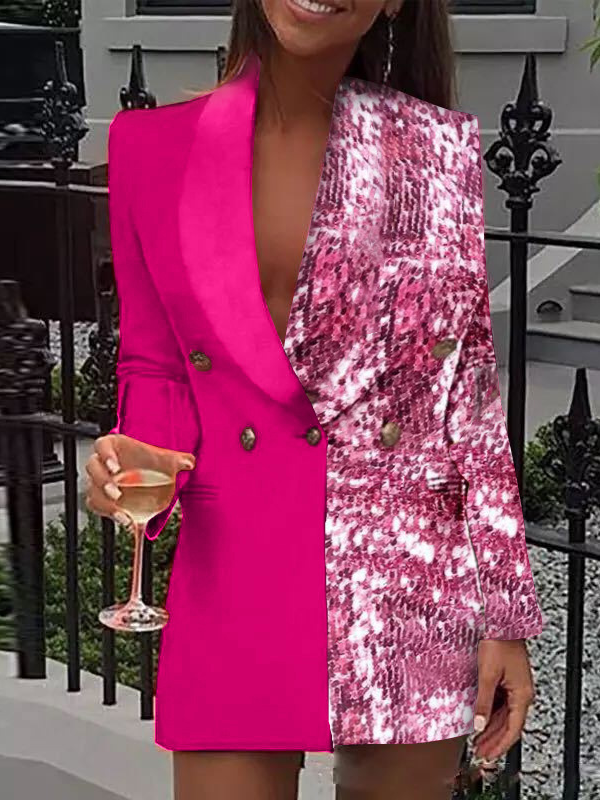 Casual Abstract Glitter Loose Blazer