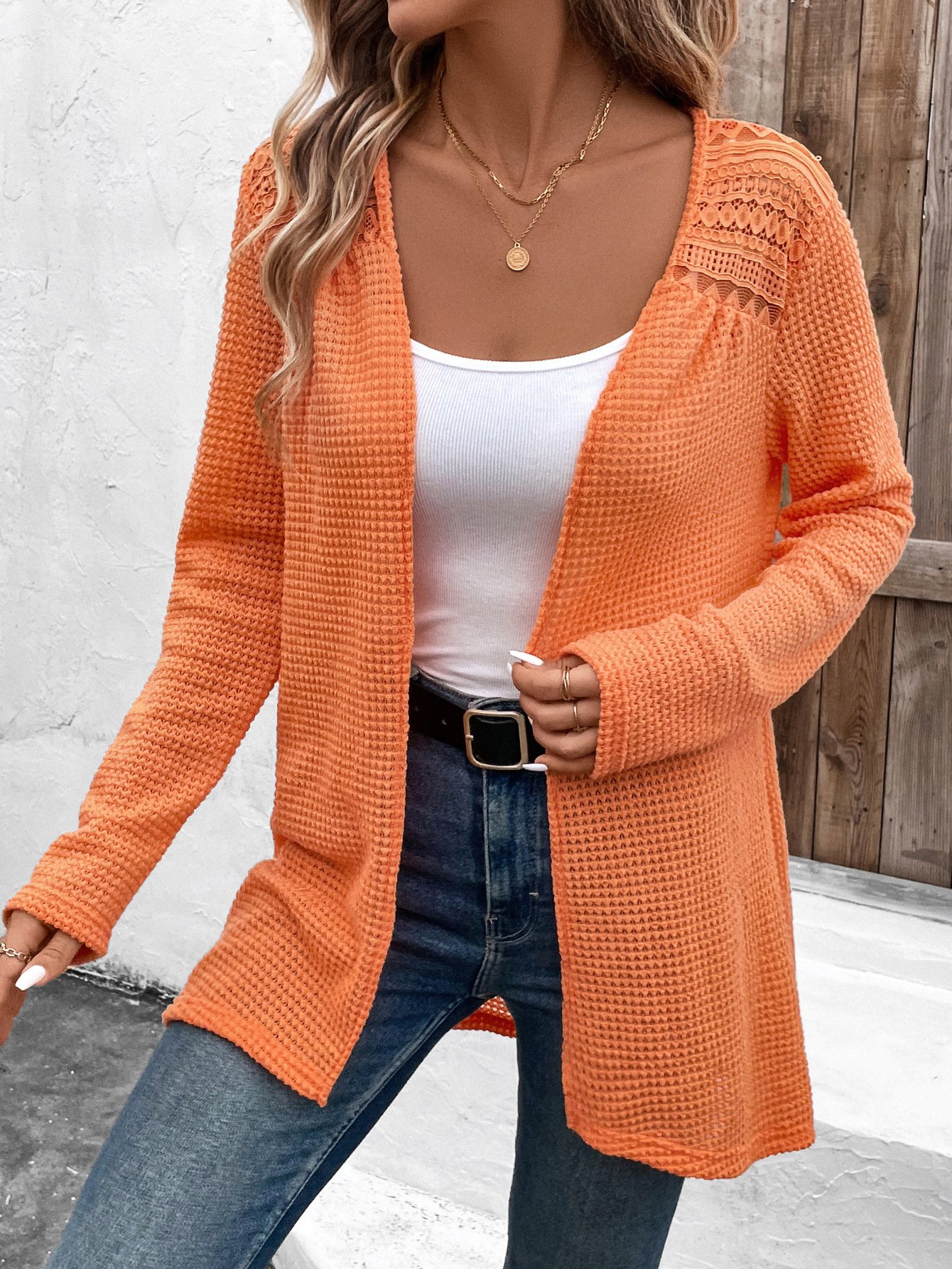 Jersey Others Lace Casual Kimono